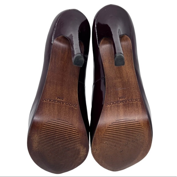 Enzo Angiolini Eatanen Patent Leather Peep Toe Platform Heels Burgundy Size 5.5 - Picture 7 of 13